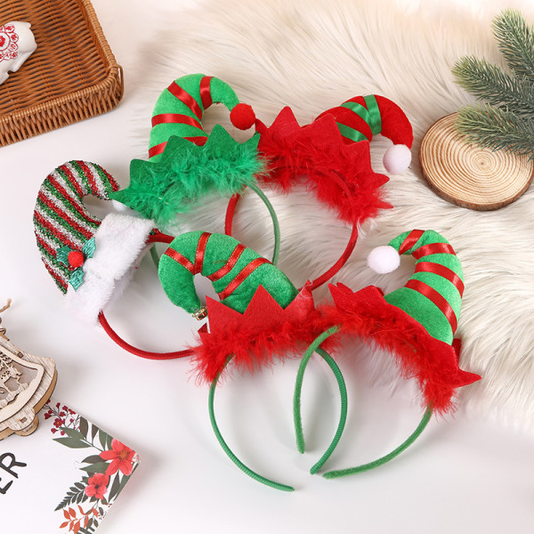Pannband Feather Elf Hat Hårband Christmas Holiday Party Favors S05
