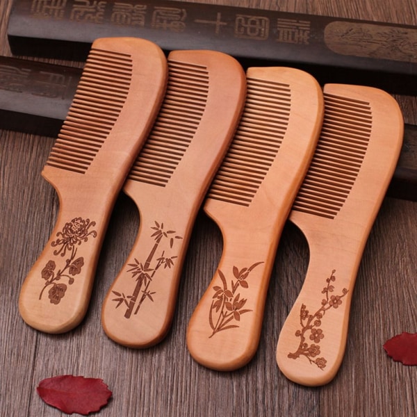 Mordely 2st Peach Wood Comb Fine Tooth Comb 9