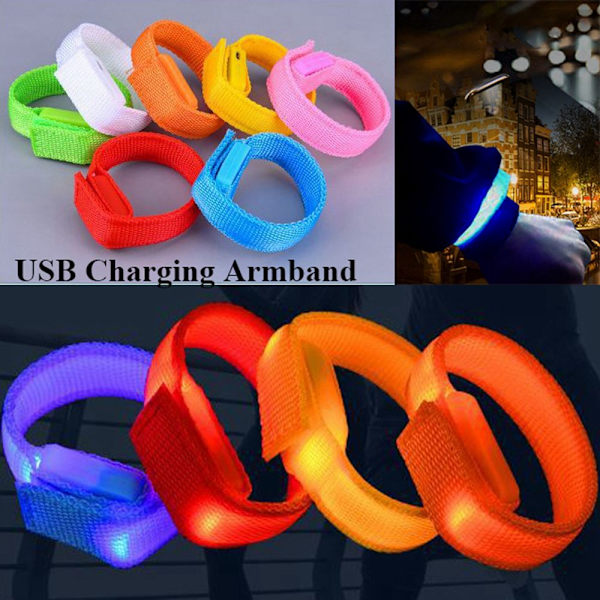 Mordely USB laddningsarmband LED-ljusarmband RÖTT BATTERISTIL Red Battery style-Battery style