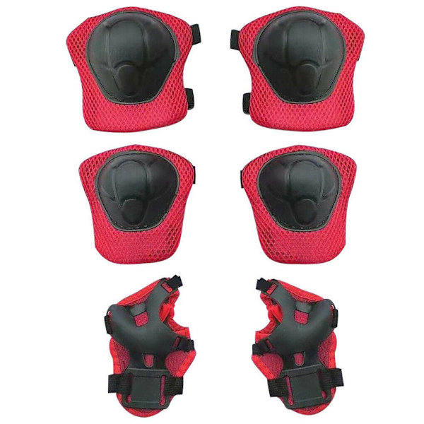 6st/ set Skyddsutrustning för barn Sport handledsknäskydd red