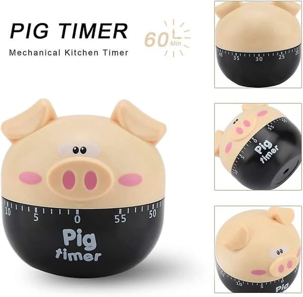 Mordely Cute Cartoon Pig Kitchen Timer,mechanical Timers Counters,for Cooking Timing Tool Alarm Clock,portable Alarm Clock Kitchen Cooking Tool