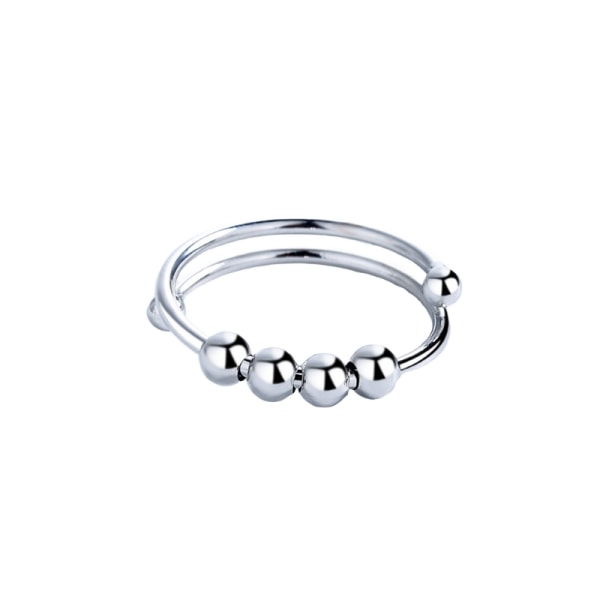 Mordely Coil Ring - Anti Stress Ring med Roterande Pärlor Silver 1-Pack