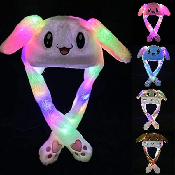 Mordely Bunny Hat Ear Moving Jumping Hat Plush Rabbit Hat Cute Cap With Paws