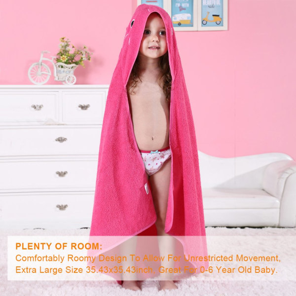 2023 Animal Face Baby Hooded Cotton Bathrobe for Boys and Girls Age 0-6 Pink Rose