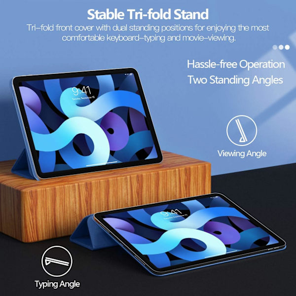 2023 New iPad 8th/7th Generation Case 10.2 with Pencil Holder, Protective Cover with Auto Wake/Sleep, Trifold Stand for iPad 8th Generation, Blue