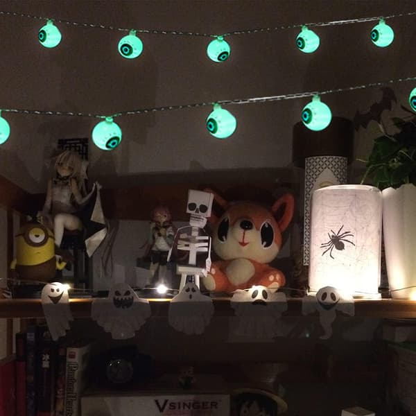 Halloween Eyeball String Lights 30LED Lights Batteridriven green