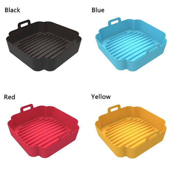 Mordely Square Air Fryer Silikongryta Ugnsbyte Bakkorg gul yellow