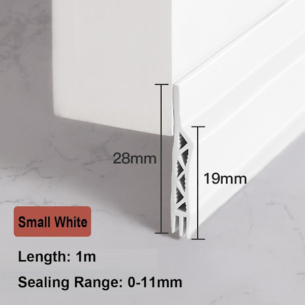Mordely 100 cm Dörrbotten Tätningslist Draft Excluder VIT (28MM White (28mm Width)