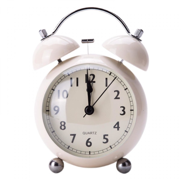 5&quot; Luminous Alarm Clock Non-ticking Quartz Analog Retro Twin Bell Clock With Loud Alarm And Nightlightwhite