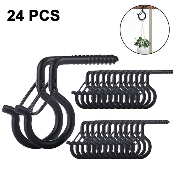 2023 24 Pcs Screw In Hooks Outdoor String Lights Safety Screw Hook Ceiling Hooks With Safety Buckle Wall Hangers Hangers For Party And Festival Decora Black B