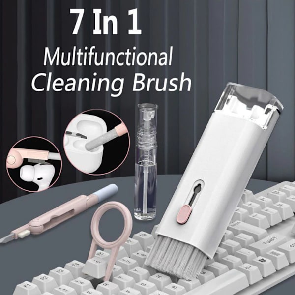 Mordely 7-i-1 datortangentbordsrengörare Brush Hörlurar Rengöringspenna rosa pink