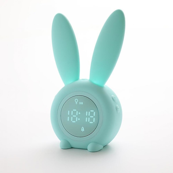 Mordely Rabbit Children's Alarm Clock - With Dimmable Wakeup Clock, Rechargeable - Suitable For Children's Bedroom -green