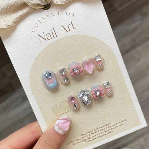 10st Love Mocha Handmade Nails Pure Manual False Nail SSHORT S SShort