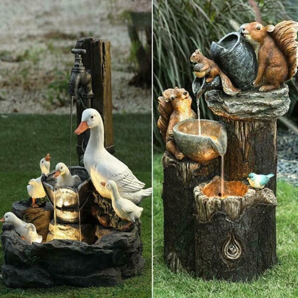 Mordely Resin s Feature Fountain DUCK utan ljus without light