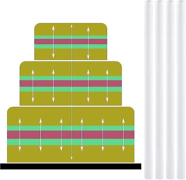 2023 30 Pieces White Plastic Cake Dowels, 24cm Reusable Cake Support Sticks For Multi-tier Cake Building
