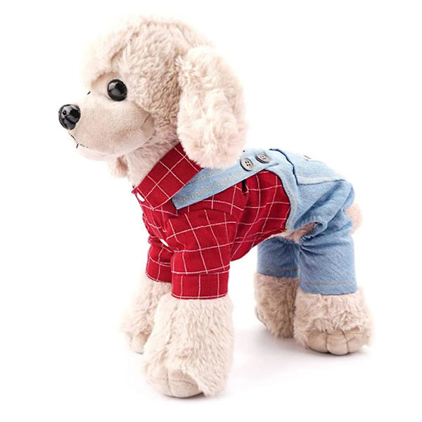 Mordely Dog Clothes Washed Jeans Suspenders Shirt Pet Summer Thin Clothes