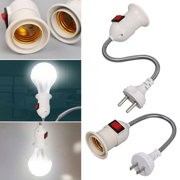 E27 Lampfot med strömbrytare Lamphållare EU PLUG