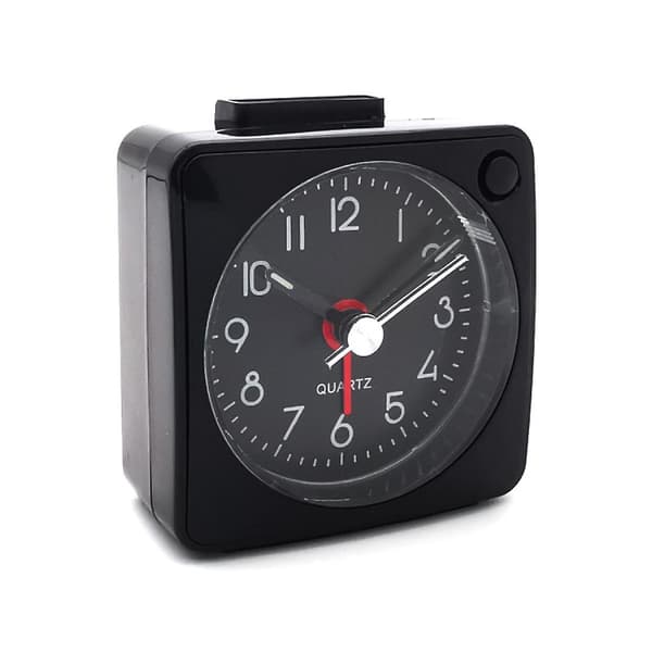 Mordely Mini Alarm Clock, Silent Sweep, No Ticking, Auto Back Light And Snooze Function, Travel Use (black/black Dial/black White Hands)