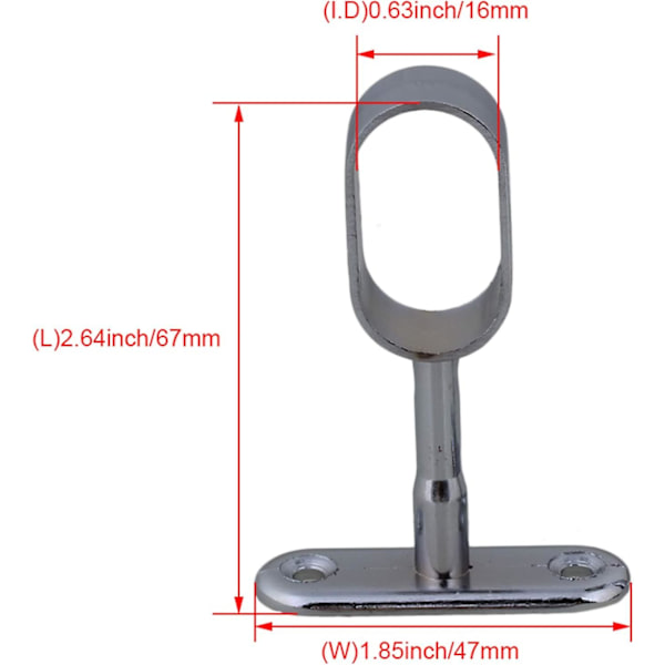 Set Of 2 16mm Chrome Plated Zinc Alloy Oval Brackets