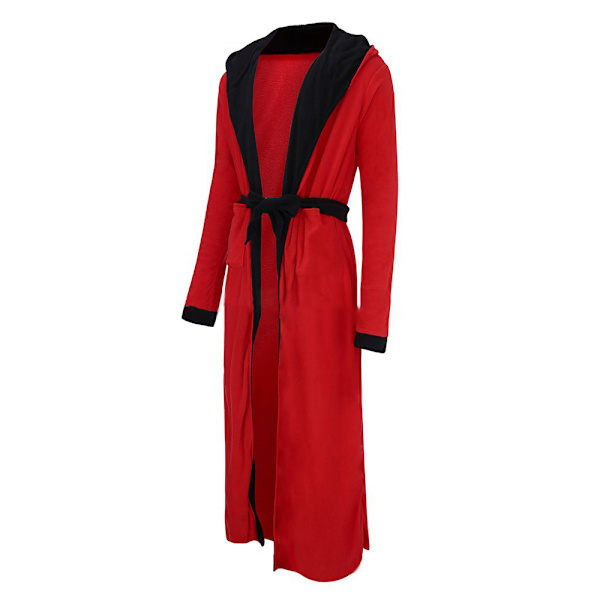 Mordely Herr Dam lång badrock Morgonrock Huvmorgonrock Red 2XL