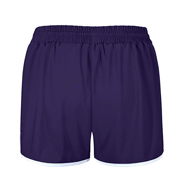 Mordely Women's Double Layer Drawstring Elastic Waist Athletic Shorts with Pockets,- Purple XXXL