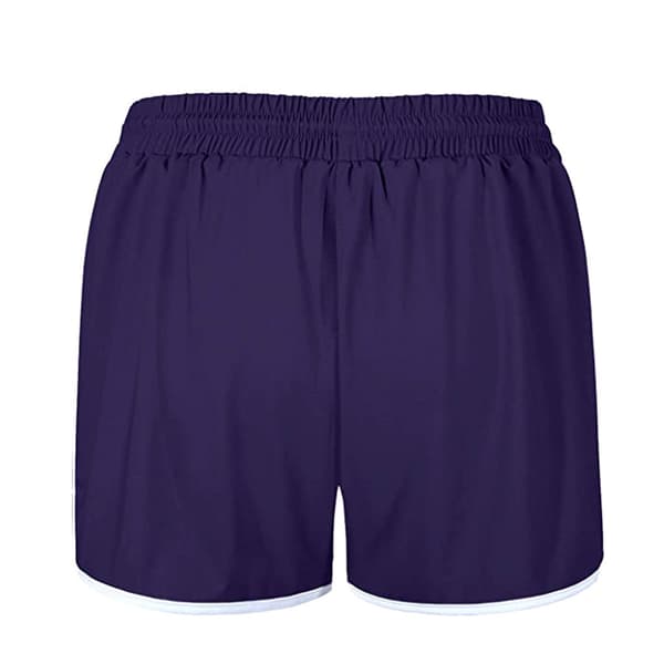 Women's Double Layer Drawstring Elastic Waist Athletic Shorts with Pockets,- Purple 4XL