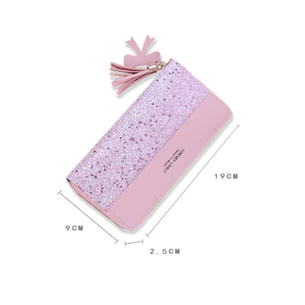 Mordely Glitterplånbok för dam Lång dragkedja ROSA Pink