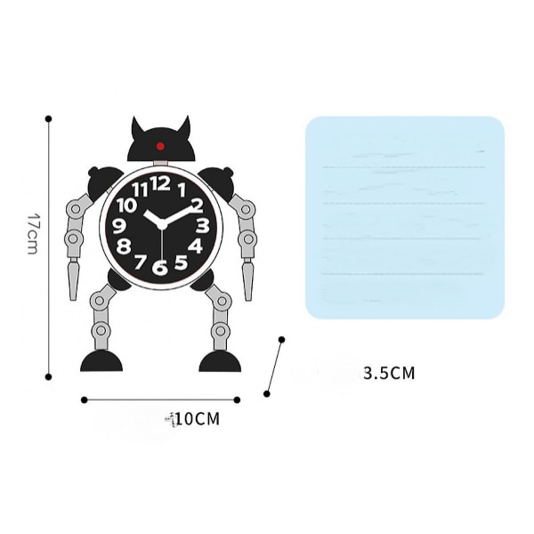 Non-ticking Robot Alarm Clock Stainless Metal Wake-up Clock With Flashing Eye Lights And Hand Clip (ruby Red)