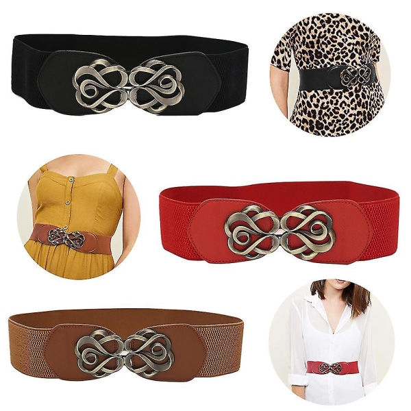 Mordely B elastisk midjebälte Retro Stretch midjeklänning för damer red
