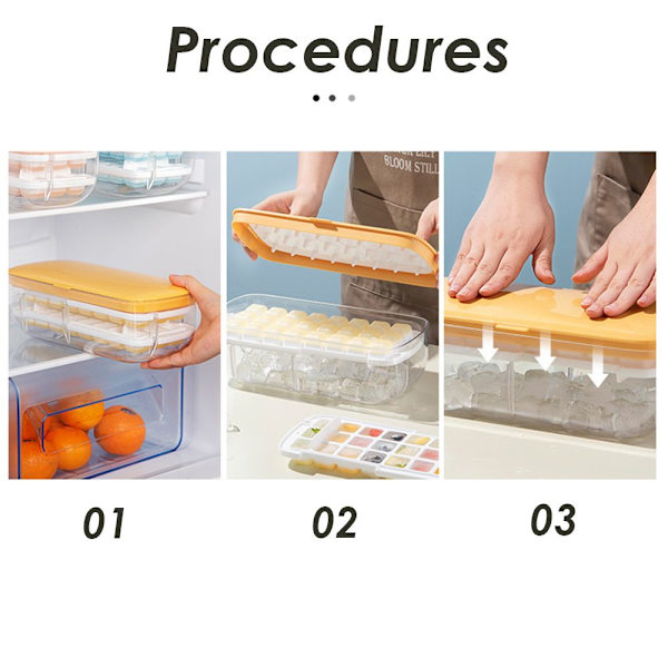 Mordely 24 Grids Ice Cube Container Box Press Typ Ice Cube Maker BLÅ blue