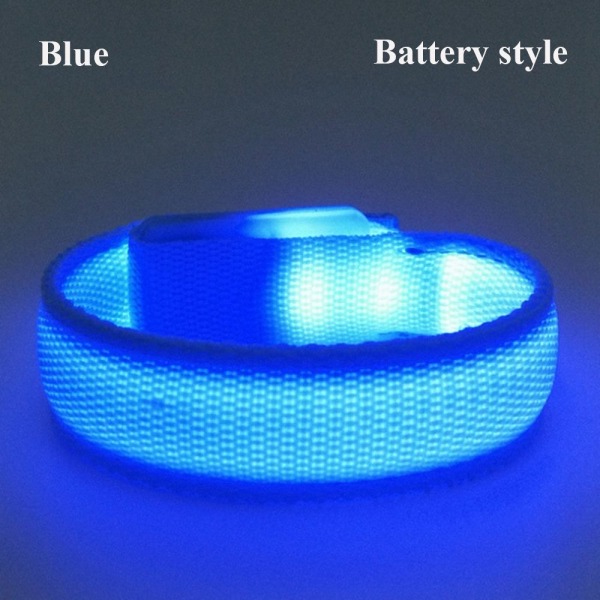 Mordely USB laddningsarmband LED-lysande armband BLÅT BATTERISTIL Blue Battery style-Battery style