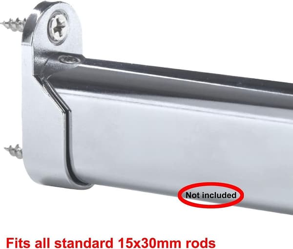 Mordely Wardrobe Clothes Tube Bracket Wardrobe Pole End Beam Thickening Bracket (2 Pack)