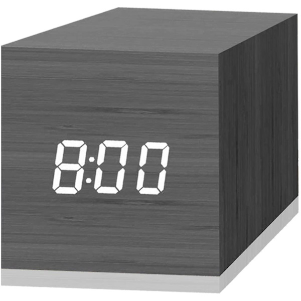 2023 Digital Alarm Clock, With Wooden Electronic Led Time Display, Dual Plus Alarm, 2.5-inch Cubic Small Mini Wood Made Electric Clocks For Bedroom,