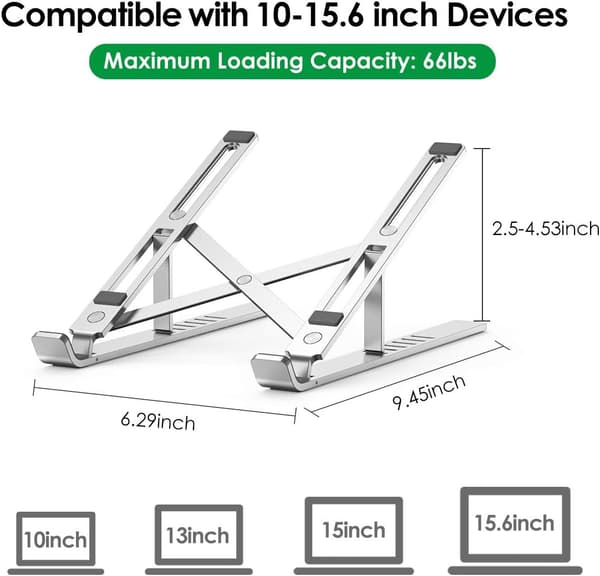 Mordely Stativ för bärbar dator, Licheers Notebook-ställ i aluminium