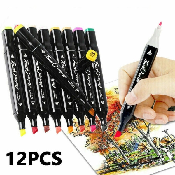 Mordely 24 Färg penselpennor Set Dubbla tips Marker Akvarell Pen Marker