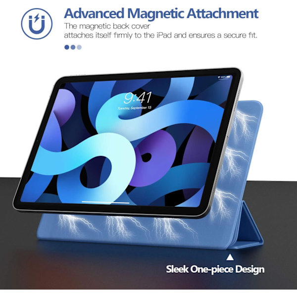 2023 New iPad 8th/7th Generation Case 10.2 with Pencil Holder, Protective Cover with Auto Wake/Sleep, Trifold Stand for iPad 8th Generation, Blue