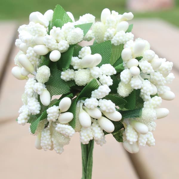 Mordely 144 delar konstgjord blomma Handgjord DIY VIT white