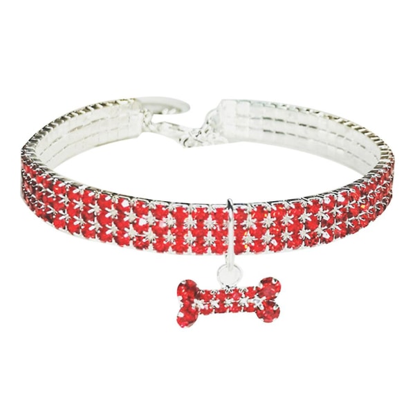 2023 Pet Collar With Diamond, Adjustable Crystal Diamond Elastic Bone Pendant For Wedding Cats And Dogs