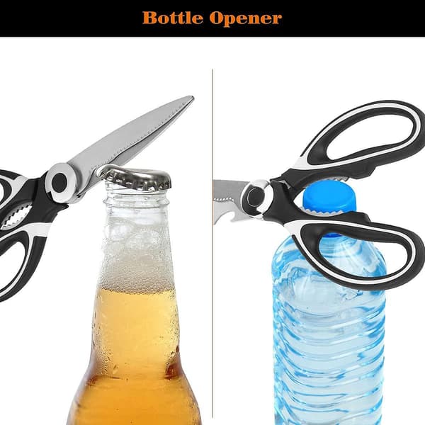 Kitchen Scissors, Sharp Multifunction Stainless Steel Scissors, Kitchen Scissors With Lid And Bottle Opener For Chicken, Poultry, Fish, Meat, Vegetabl