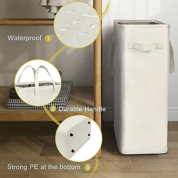 Laundry Hamper Slim Laundry Hamper Narrow Laundry Hamper With Foldable Handle Dirty Clothes Portable Skinny Hamper Organizer Storage Bins (55cm, Beige