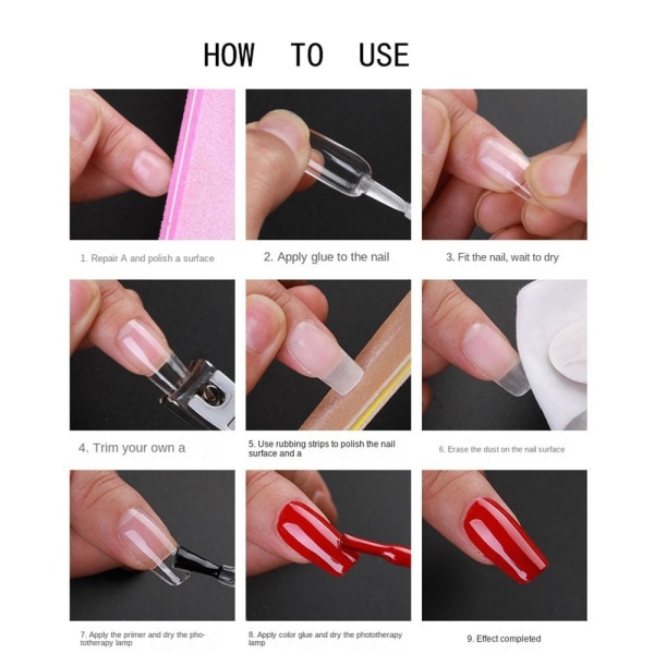 100st/kartong False Nails Tips Hel & Cover falska naglar NATURAL Full Cover-Full Cover