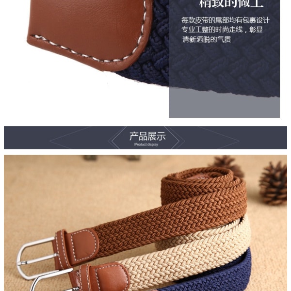 Mordely Flerfärgade elastiska vävda bälten Casual flätat stretchbälte Dark Blue