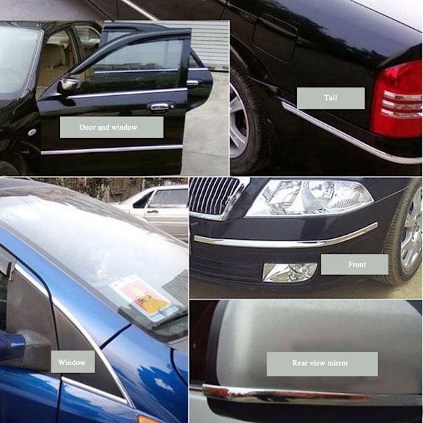 Mordely Car Body Chrome Strip Molding Trim Adhesive Sticker 8MM 8mm