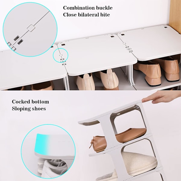 Mordely Shoe Rack, Narrow Shoe Tower, Space-saving Shoe Rack, 4-compartment Storage Rack, Shoe Storage, Compact, Large Capacity (white)