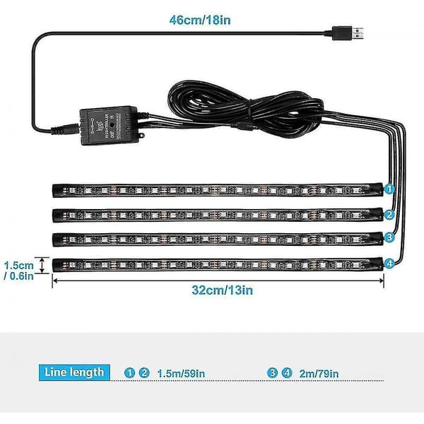 Mordely Bil Led interiörljusremsa, 72 LEDs Rgb Atmosphere Light