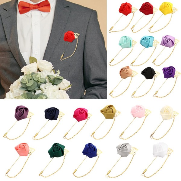 Mordely Rose Flower Broche Groom Boutonniere ROYAL BLUE Royal Blue