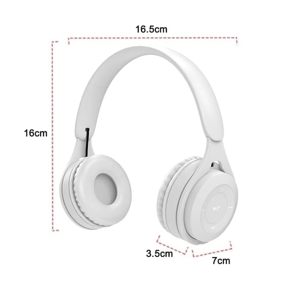 Mordely Bluetooth hörlurar över örat, trådlösa hörlurar White