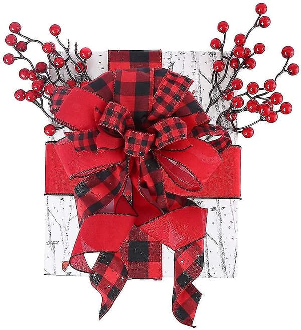 2023 1st Christmas Tree Topper Bow Röd Streamer Mesh Streamer