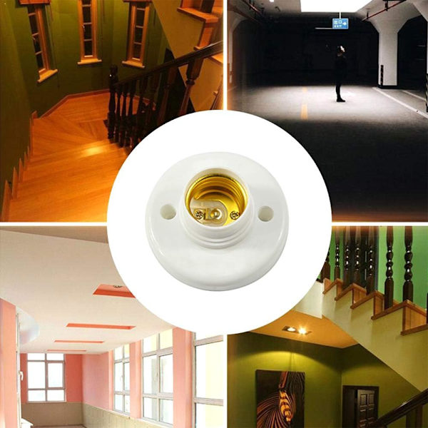 2023 E27 Screw Lamp Holder Round Plastic Base Screw Bulb E27 Lamp Holder Base Lamp Holder Screw Bulb Socket Bulb Lamp Surface Fixing Holder 10PCS