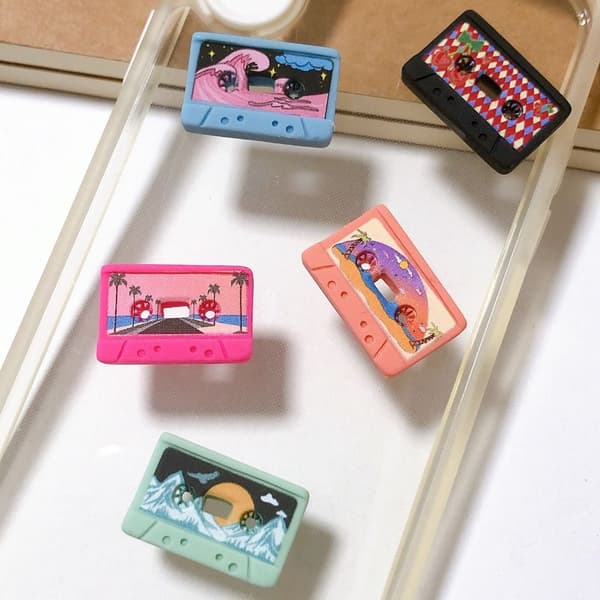 Retro Flatback Beads Musikkassett Tape Charm Beads Cassette
